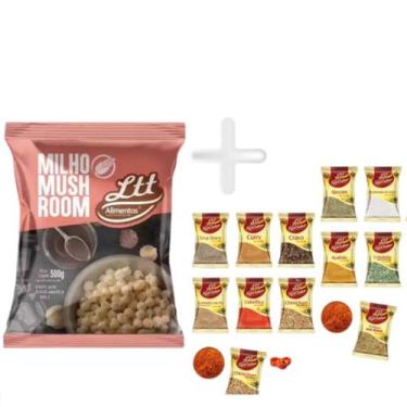 Imagem de kit Milho de pipoca mushroom 1kg + 2 temperos em sache você escolhe - 