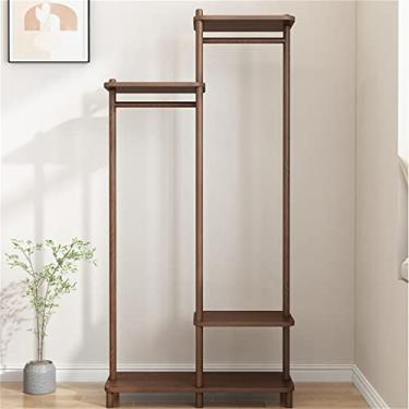 Imagem de Cabide de madeira maciça do chão ao teto, cabide para cabide doméstico, cabideiro, armazenamento de quarto, suporte vertical para pendurar (D 80 x 30 * 167 cm)