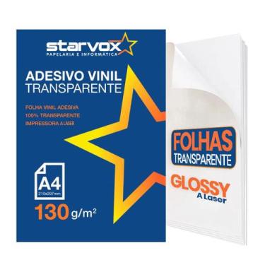 Imagem de Adesivo Vinil Transparente Para Impressora Laser A4 10 Folhas Starvox