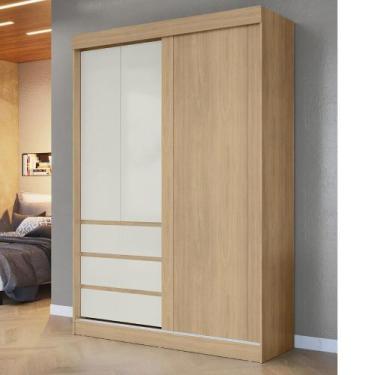 Imagem de Guarda Roupa Solteiro 3 Portas 3 Gavetas em MDF Bagdá Visão Móveis, Ca