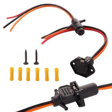 Imagem de TXRXIZ Plugue Para Motor Elétrico De 12-24 V, Calibre 10, 3 Fios, Compatível Com Caiaque Minn Kota Marine Boat, Plugue Para Motor Elétrico À Prova D'Água E Conjunto De Receptáculo, Soquete Para Mot