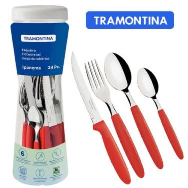 Imagem de Faqueiro Tramontina Ipanema 24 Pc Vermelho - Cutelaria Tramontina, Ver