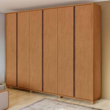 Imagem de Guarda Roupa Casal Leder 6 Portas Amêndoa Clean com Pés  - Lopas