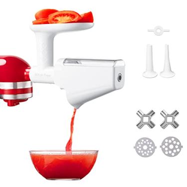 Imagem de KITCHTREE Conjunto de acessórios de coador de frutas e vegetais para KitchenAid – Inclui acessório para moedor de alimentos e tubos de enchimento de salsicha, compatível com batedeiras KitchenAid