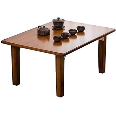 Imagem de LSHAOBO Mesas de centro pequenas Nanzhu Kang mesa dobrável tatami feita de madeira maciça retangular mesa de baía para mesas domésticas (tamanho: 70 x 50 x 32 cm)