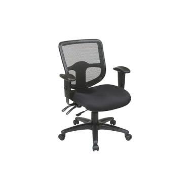 Imagem de Office Star Cadeira de trabalho traseira ergonômica ProGrid com ajuste de altura traseira de catraca e controle de função dupla, preta