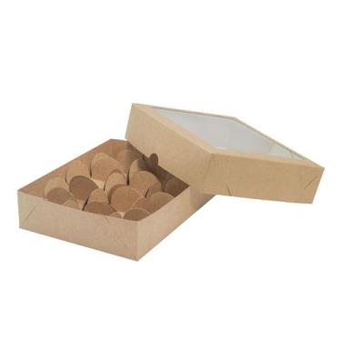 Imagem de 100 Caixas Para 12 Brigadeiro Visor Bombom Brigadeiro Trufas - Gráfica