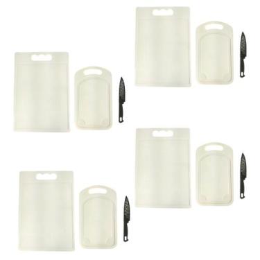 Imagem de kit 4 tabua de corte com faca corta carne legumes de plastico resisten