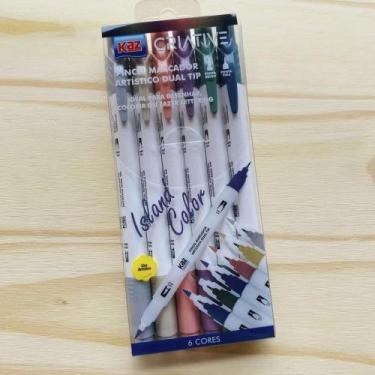 Imagem de Pincel Marcador Artístico Dual Tip Ponta Brush e Ponta Fina Pastel 6 C