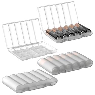 Imagem de Linkidea Pacote com 4 caixas de armazenamento de bateria AA à prova d'água, organizador portátil comporta 6 baterias, design compacto para viagem, casa, acampamento, acessórios eletrônicos