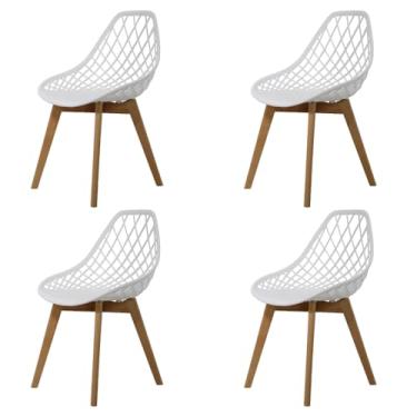 Imagem de Kit Conjunto 04 Cadeiras Cozinha Madeira Maciça Kaila Wood (Branco)