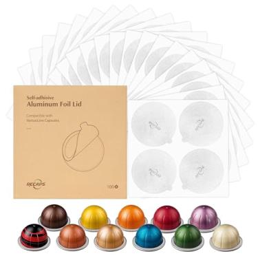 Imagem de Tampas de alumínio para reutilizar cápsulas de café compatíveis com VertuoLine da RECAPS 100 Pcs 62mm