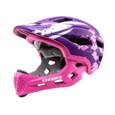 Imagem de UGPLM Capacete de bicicleta infantil Capacete de bicicleta leve com absorção de choque ajustável Engrenagem para meninos e meninas para scooter, Roxo Rosa