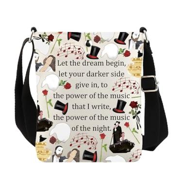 Imagem de UJIMS Bolsa transversal Opera Phantom Drama Máscara Fantasma Fãs Musicais Presente Phantom Musical Merchandise, Maskmusicalbag