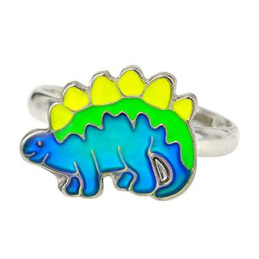 Imagem de FUN JEWELS Dinossauro mudança de cor infantil estegossauro humor anel presente para meninos meninas tamanho ajustável