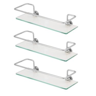 Imagem de Kit 03 Porta Shampoo Suporte De Banheiro Shampoo Reto Vidro 6mm