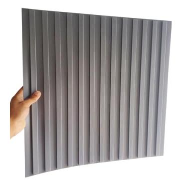 Imagem de Kit C/ 10 Placas 51x51 Revestimento Parede Alto Relevo Painel 3d Ripado 2,5 m² (Sem adesivo) Cinza