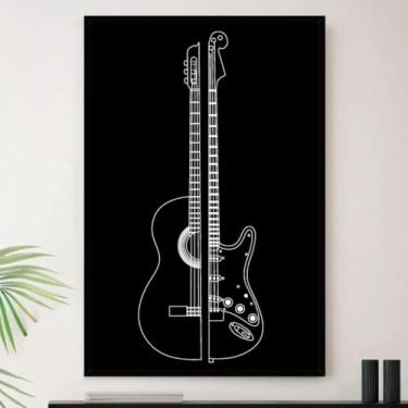 Imagem de Genérico, Quadro Guitarra Guitarrista Violão Decorativo A4 23x33cm