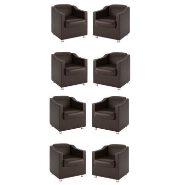 Imagem de Kit 8 Poltronas Decorativas Consultorio Sala Recepção Marrom