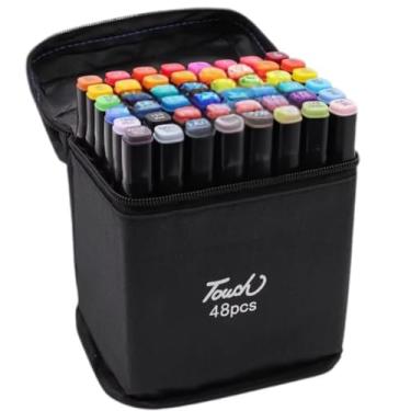 Imagem de Conjunto De Canetas Marcador Permanente Ponta Dupla 48 Cores