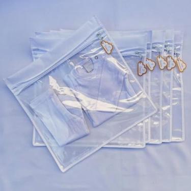 Imagem de Kit 6 saquinhos organizador de mala e saída maternidade 30X30+ Tag de identificação de troca - ROUPA LIMPA/ROUPA SUJA (Branco)