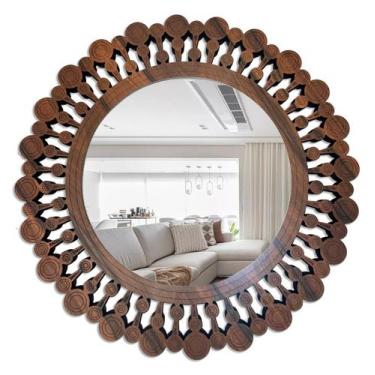 Imagem de Espelho Decorativo Moldura Madeira Pegui Quebec 65 Cm - Creatus