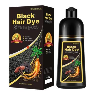 Imagem de Shampoo de tintura de cabelo Onilyua 3 em 1 preto 500mL com cobertura 