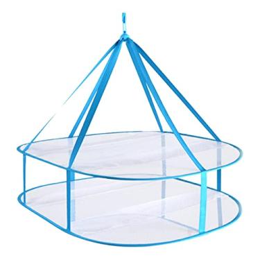 Imagem de Quixleen Secador de tela dobrável de 2 níveis, rack de secagem de suéter, prateleiras dobráveis para cesta de secagem, prateleira de roupa de banho portátil para camiseta, roupa de banho delicada