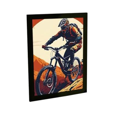 Imagem de Quadro Decorativo Bicicleta Ciclismo Trilha, Ilustração A2 46x64cm, Moldura em Pinus, Impressão em Papel Fotográfico