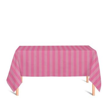 Imagem de Toalha de Mesa Retangular em Tecido Jacquard Rosa Pink Chiclete Listra
