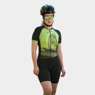 Imagem de Macaquinho de Ciclismo Feminino Forro Espuma Manga Curta Proteção Uv R