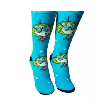Imagem de Meia feminina em algodão com estampa da Inveja - personagens, Água, 34