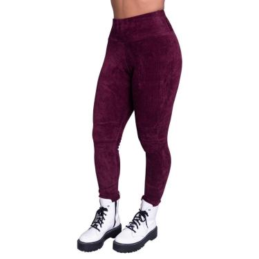 Imagem de Calça Legging Cotelê Veludo Vekyo Grossa Cós Alto Inverno Cintura Alta Frio Moda Casual-Feminino