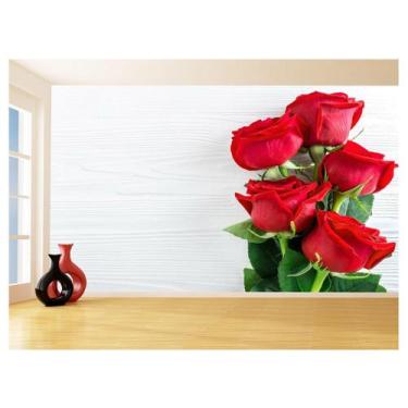 Imagem de Papel De Parede Flores Rosas Vermelhas Pétala 3,5M Nfl256 - Você Decor