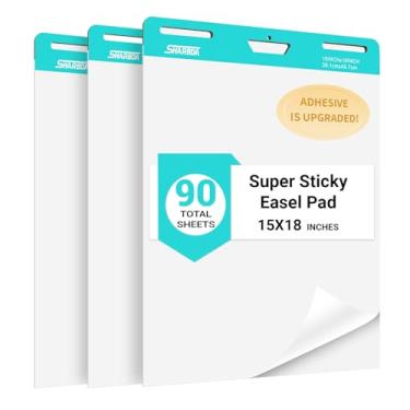 Imagem de SHARBDA Bloco De Cavalete Adesivo Mini, 15 X 18 Polegadas, Papel Flip Chart Autoadesivo, Papel Gráfico Adesivo Para Professores, Papel Gráfico Âncora Para Escritório, 30 Folhas/Bloco, 3 Blocos