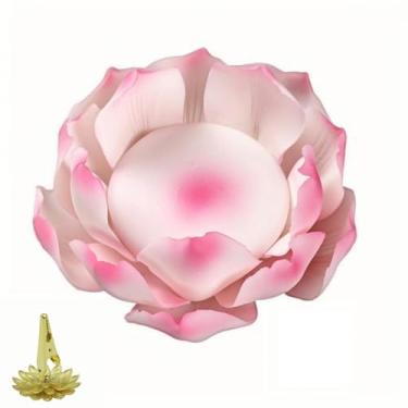 Imagem de Suporte de incenso de lótus rosa, queimador de cerâmica feito à mão com centro de 7 cm para velas/bastões, decoração de casa Feng Shui, presente para mãe, esposa, melhor amiga
