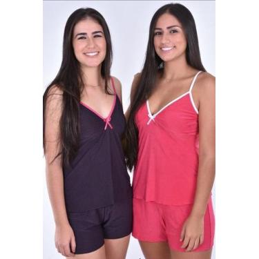 Imagem de Pijama, baby doll feminino decote, em liganete estampas variadas - qua