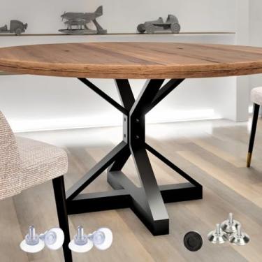 Imagem de Base de mesa moderna de 71 cm com pedestal de metal, pernas de mesa de jantar com ventosas, base de mesa de restaurante comercial resistente para mármore, vidro, tampo de madeira para casa, cozinha,