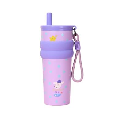 Imagem de KiBcsLic Garrafa térmica infantil 680ml copo de água a vácuo garrafa para beber para playground ao ar livre e viagem, Roxo