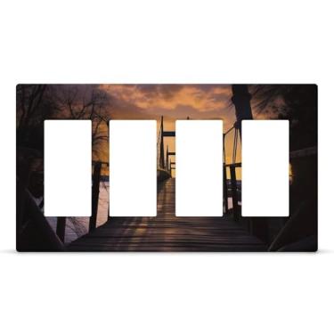 Imagem de Capa de tomada para tomada de parede, ponte, tomada ao anoitecer, placa de parede, acabamento brilhante, 1 placa decoradora, placa de parede, alternância de luz, interruptor, placas, plugue para