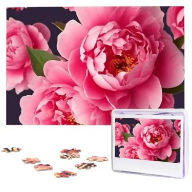 Imagem de Quebra-cabeças de flores de peônia 1000 peças com bolsa de armazenamento personalizado para homens e mulheres quebra-cabeça para fotos desafiadoras de família quebra-cabeça para decoração de casa (75