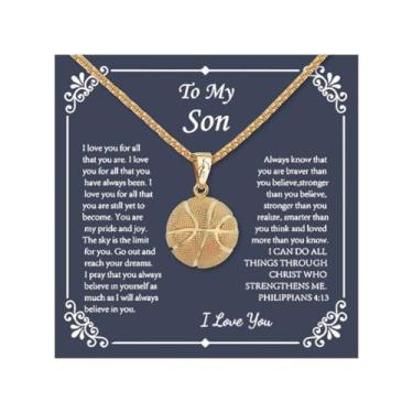 Imagem de 72ore Colar To My Son From Dad Gifts From Mom com pingente de basquete, corrente de aço inoxidável, para homens, esportes, hiphop, presentes de aniversário para filho, Sem Pedra Preciosa
