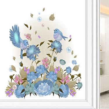 Imagem de Película de janela de privacidade de flores, textura de estilo floral, filme de vidro para sala de estar e escritório em casa, L90 x C 190 cm