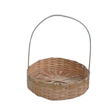 Imagem de Cesta Piquenique，Cesta Redonda de Bambu Cesta Fraldeira Cesta Para Café Da Manhã(30cm)
