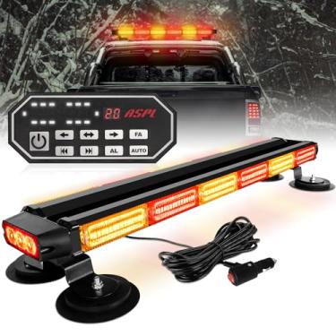 Imagem de ASPL Barra de luzes estroboscópicas de emergência de teto de 66 cm, 126 LEDs, com controlador, perigo de advertência, arado de neve, luz piscante, luz de segurança para caminhões de trabalho, veículos