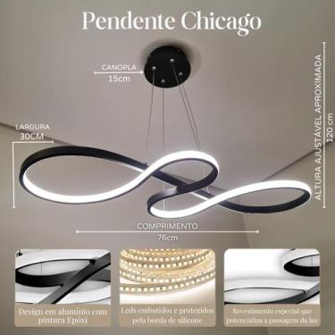 Imagem de Lustre Pendente em led Moderno Infinito Luz Led 3 em 1 com Controle Re