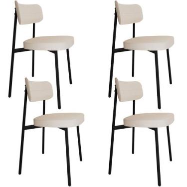 Imagem de Kit 04 Cadeiras Estofada Para Sala de Jantar Astrid Preto C01 Linho Pa