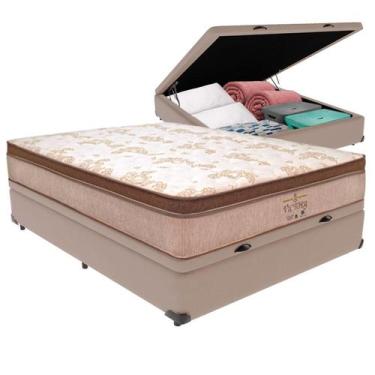 Imagem de Cama Box Baú Viúvo e Colchão Victory Molas V-tech, Bege