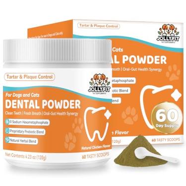 Imagem de Pó de limpeza de dentes para cães - Pó dental natural para cães - Ambientador de hálito suave para cães, removedor de placa e tártaro, formulado por veterinário sem hexametafosfato de sódio - 60