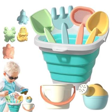 Imagem de Brinquedos de Areia - 11 Peças Conjunto Dobrável para Caixa de Areia com Balde,Jogos com Moldes e Pás para Atividades de Água e Areia no Verão Portáteis para Crianças e